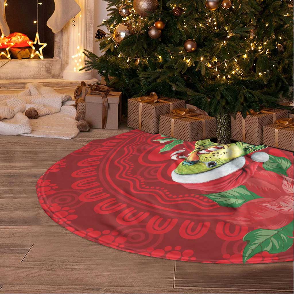 Aussie Green Budgerigar Tree Skirt Aboriginal Inspired Christmas - Aussie Hoodie