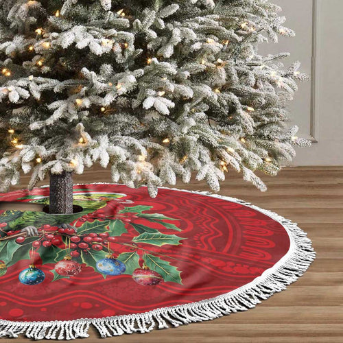 Aussie Green Budgerigar Tree Skirt Aboriginal Inspired Christmas - Aussie Hoodie