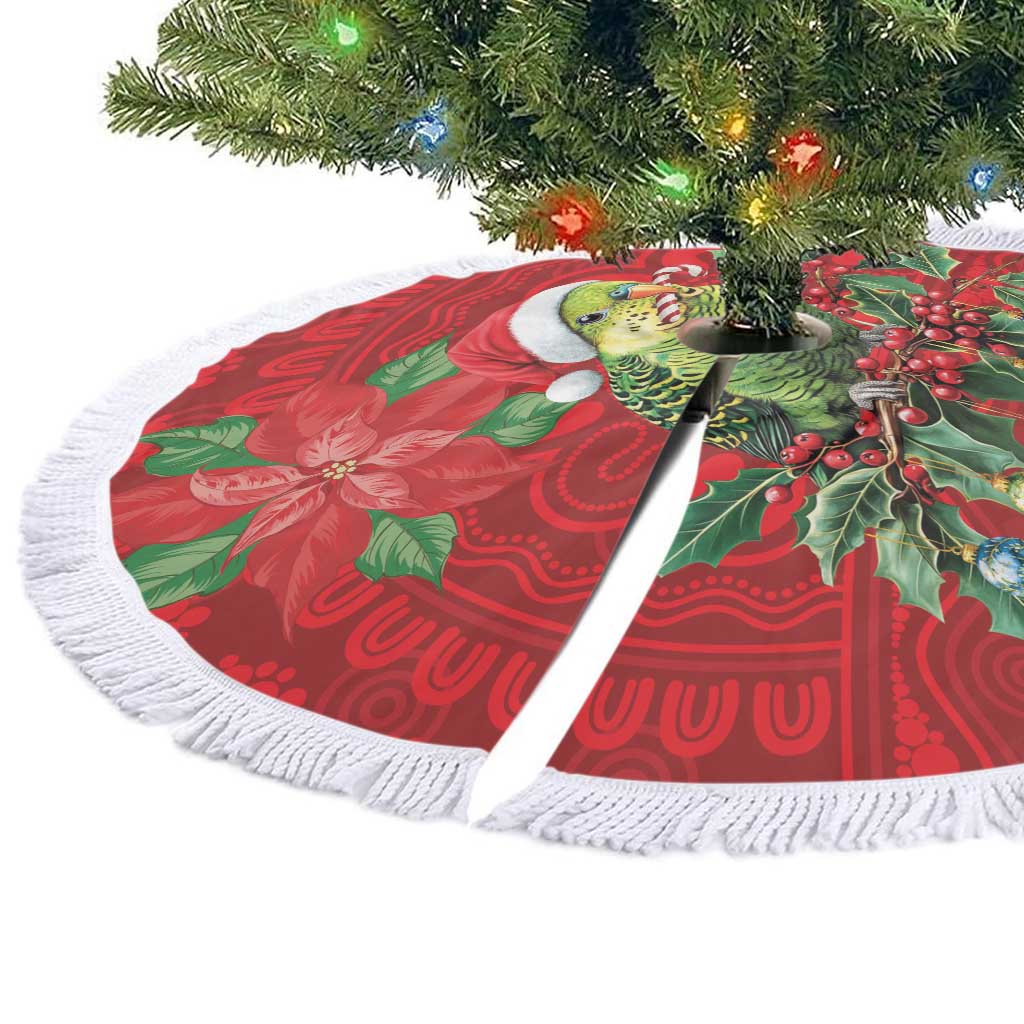 Aussie Green Budgerigar Tree Skirt Aboriginal Inspired Christmas - Aussie Hoodie