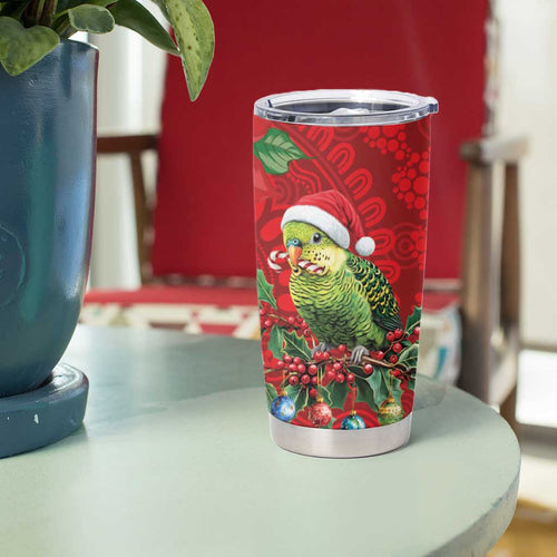 Aussie Green Budgerigar Tumbler Cup Aboriginal Inspired Christmas - Aussie Hoodie