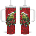 Aussie Green Budgerigar Tumbler With Handle Aboriginal Inspired Christmas - Aussie Hoodie