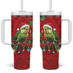 Aussie Green Budgerigar Tumbler With Handle Aboriginal Inspired Christmas - Aussie Hoodie