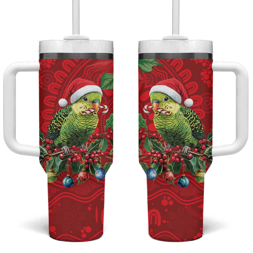 Aussie Green Budgerigar Tumbler With Handle Aboriginal Inspired Christmas - Aussie Hoodie