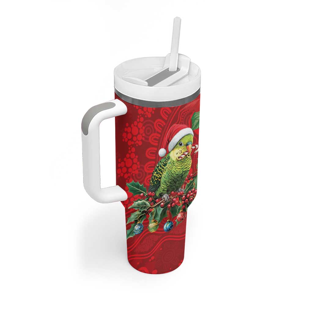 Aussie Green Budgerigar Tumbler With Handle Aboriginal Inspired Christmas - Aussie Hoodie