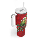 Aussie Green Budgerigar Tumbler With Handle Aboriginal Inspired Christmas - Aussie Hoodie