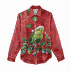 Aussie Green Budgerigar Women Casual Shirt Aboriginal Inspired Christmas - Aussie Hoodie