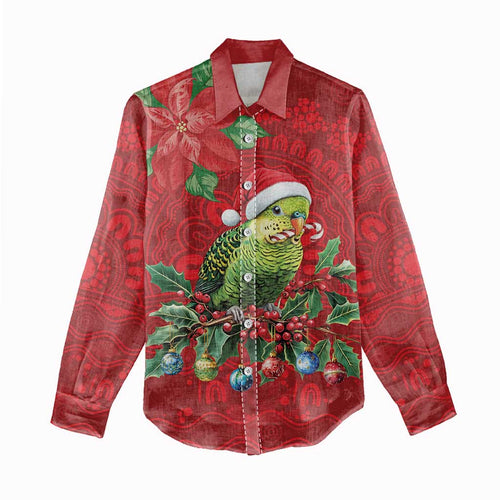 Aussie Green Budgerigar Women Casual Shirt Aboriginal Inspired Christmas - Aussie Hoodie