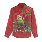 Aussie Green Budgerigar Women Casual Shirt Aboriginal Inspired Christmas - Aussie Hoodie