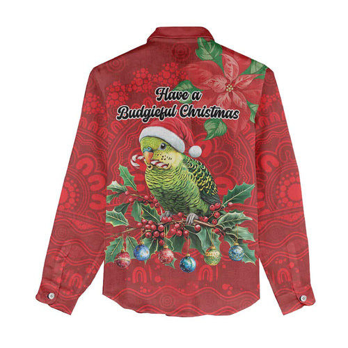 Aussie Green Budgerigar Women Casual Shirt Aboriginal Inspired Christmas - Aussie Hoodie