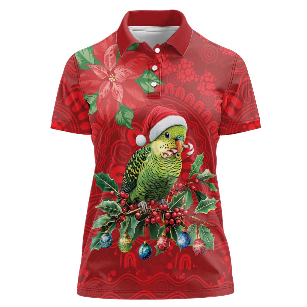 Aussie Green Budgerigar Women Polo Shirt Aboriginal Inspired Christmas - Aussie Hoodie