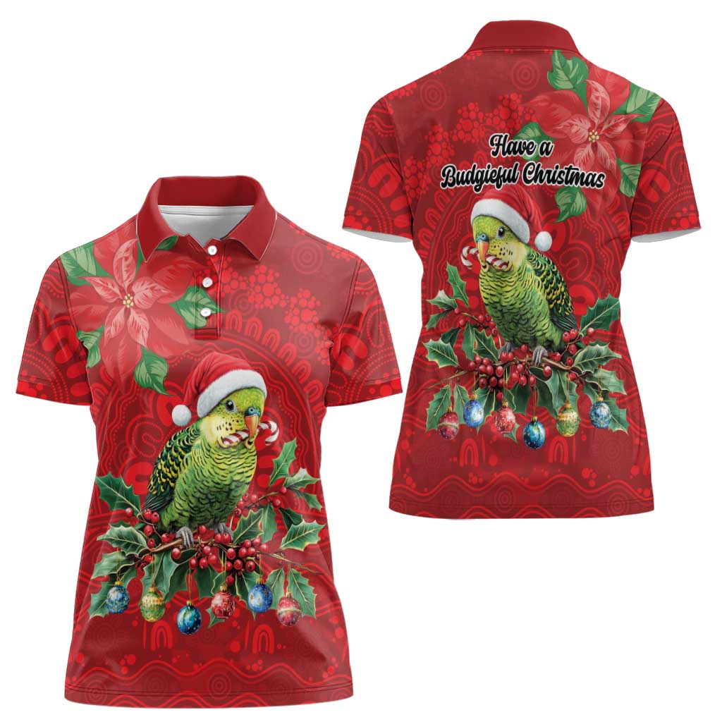 Aussie Green Budgerigar Women Polo Shirt Aboriginal Inspired Christmas - Aussie Hoodie