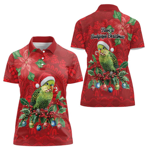 Aussie Green Budgerigar Women Polo Shirt Aboriginal Inspired Christmas - Aussie Hoodie