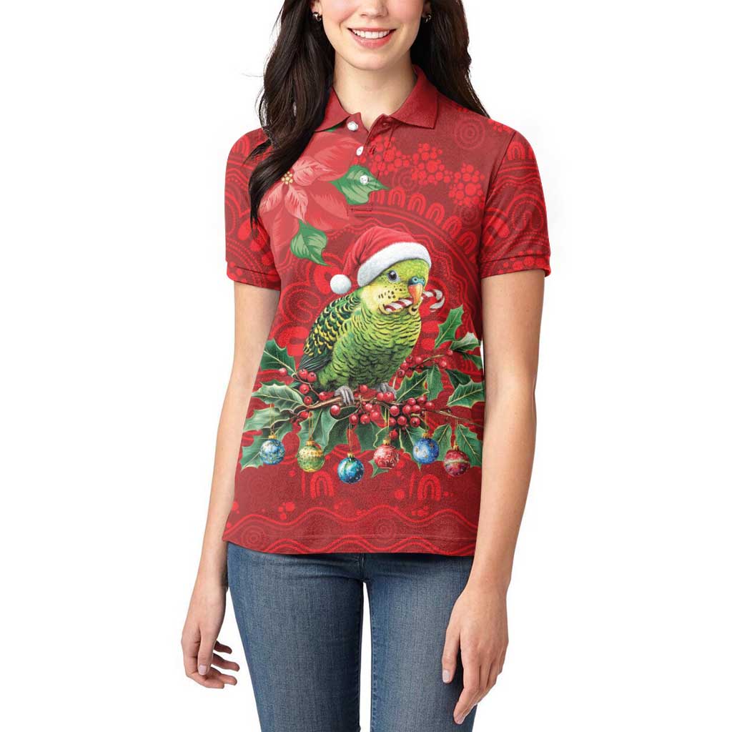Aussie Green Budgerigar Women Polo Shirt Aboriginal Inspired Christmas - Aussie Hoodie