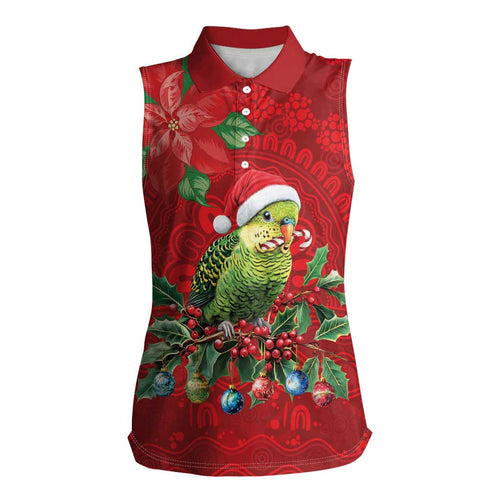 Aussie Green Budgerigar Women Sleeveless Polo Shirt Aboriginal Inspired Christmas - Aussie Hoodie