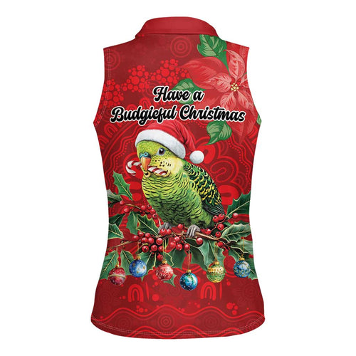 Aussie Green Budgerigar Women Sleeveless Polo Shirt Aboriginal Inspired Christmas - Aussie Hoodie
