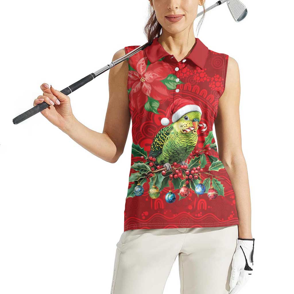 Aussie Green Budgerigar Women Sleeveless Polo Shirt Aboriginal Inspired Christmas - Aussie Hoodie