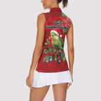 Aussie Green Budgerigar Women Sleeveless Polo Shirt Aboriginal Inspired Christmas - Aussie Hoodie
