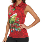 Aussie Green Budgerigar Women Sleeveless Polo Shirt Aboriginal Inspired Christmas - Aussie Hoodie