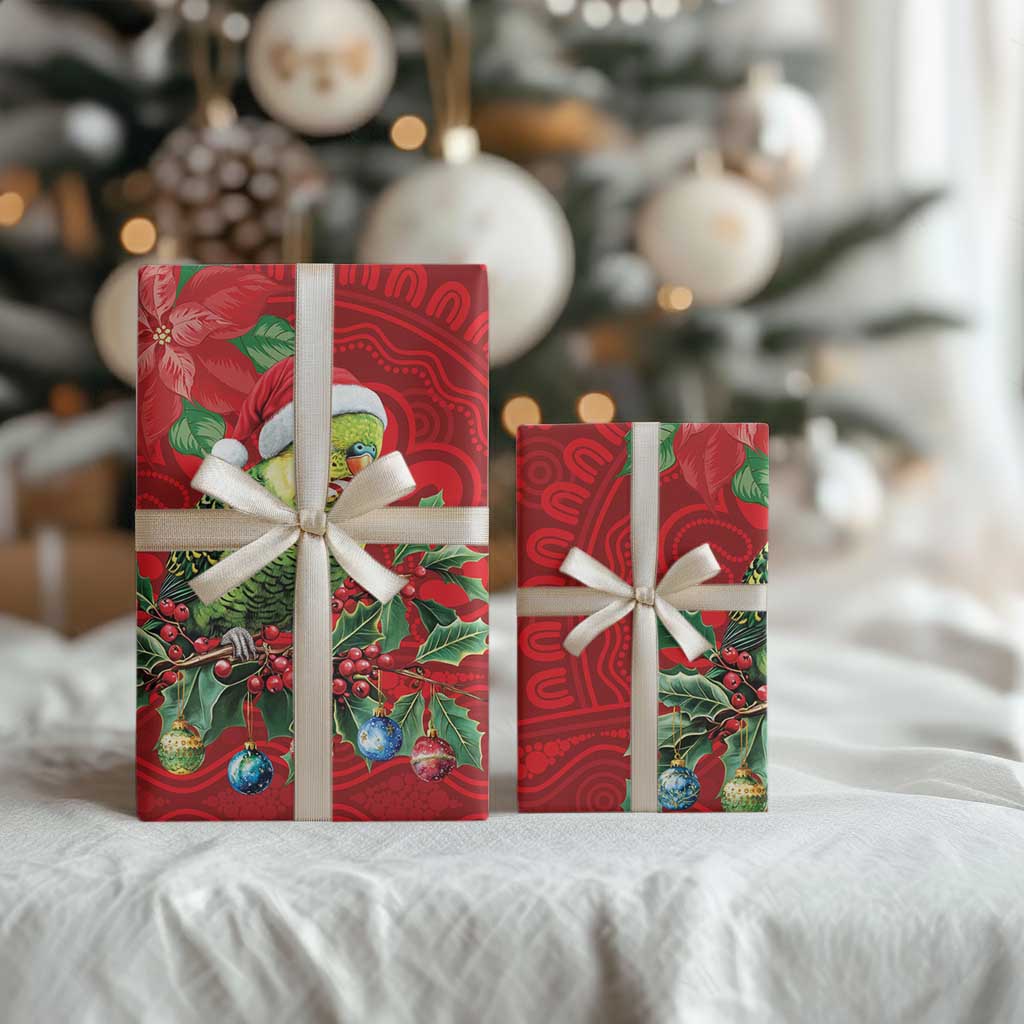 Aussie Green Budgerigar Wrapping Paper Aboriginal Inspired Christmas - Aussie Hoodie