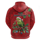 Aussie Green Budgerigar Zip Hoodie Aboriginal Inspired Christmas - Aussie Hoodie