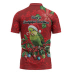Aussie Green Budgerigar Zipper Polo Shirt Aboriginal Inspired Christmas - Aussie Hoodie