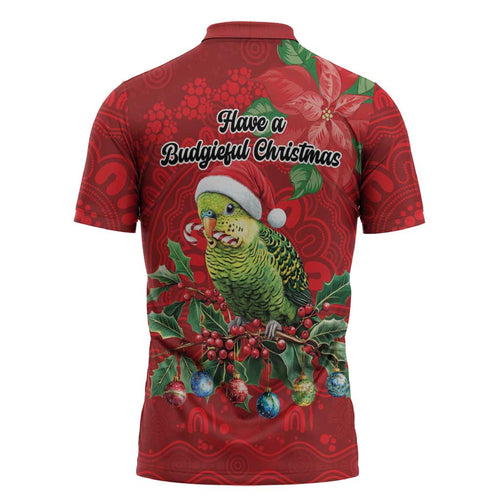Aussie Green Budgerigar Zipper Polo Shirt Aboriginal Inspired Christmas - Aussie Hoodie