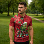 Aussie Green Budgerigar Zipper Polo Shirt Aboriginal Inspired Christmas - Aussie Hoodie