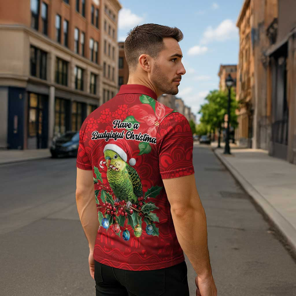 Aussie Green Budgerigar Zipper Polo Shirt Aboriginal Inspired Christmas - Aussie Hoodie