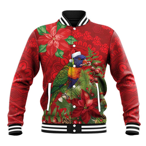 Aussie Rainbow lorikeet Baseball Jacket Aboriginal Inspired Christmas - Aussie Hoodie