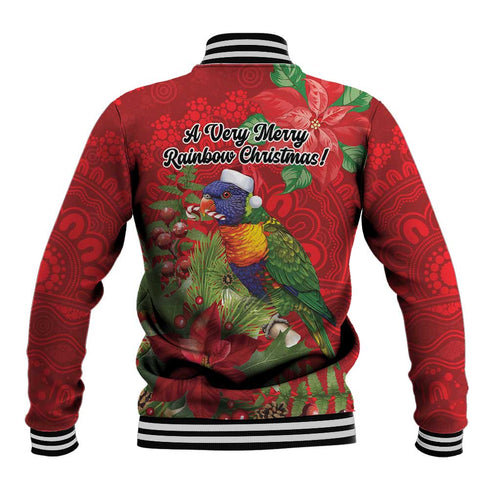 Aussie Rainbow lorikeet Baseball Jacket Aboriginal Inspired Christmas - Aussie Hoodie