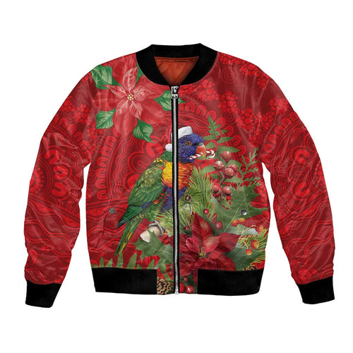 Aussie Rainbow lorikeet Bomber Jacket Aboriginal Inspired Christmas - Aussie Hoodie