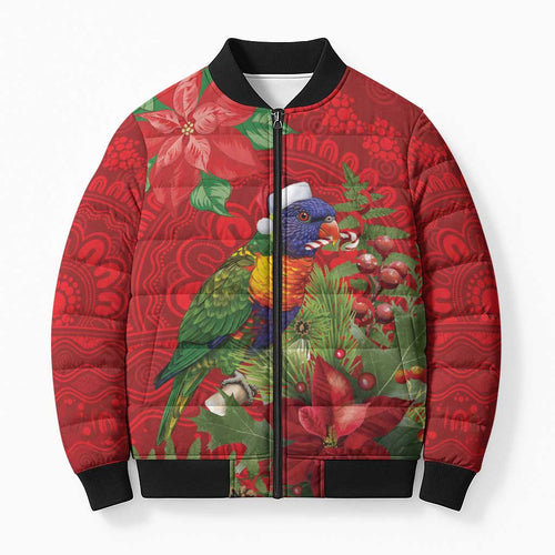 Aussie Rainbow lorikeet Bomber Puffer Jacket Aboriginal Inspired Christmas - Aussie Hoodie