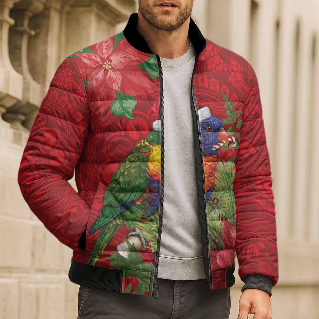 Aussie Rainbow lorikeet Bomber Puffer Jacket Aboriginal Inspired Christmas - Aussie Hoodie