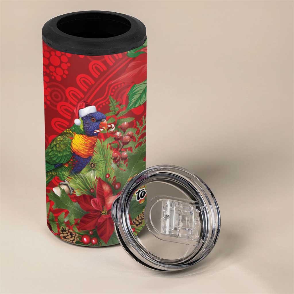 Aussie Rainbow lorikeet 4 in 1 Can Cooler Tumbler Aboriginal Inspired Christmas - Aussie Hoodie