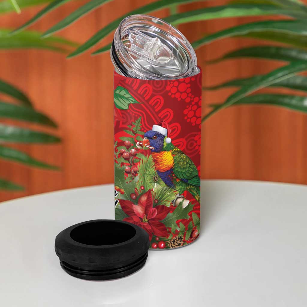 Aussie Rainbow lorikeet 4 in 1 Can Cooler Tumbler Aboriginal Inspired Christmas - Aussie Hoodie