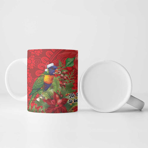 Aussie Rainbow lorikeet Ceramic Mug Aboriginal Inspired Christmas - Aussie Hoodie