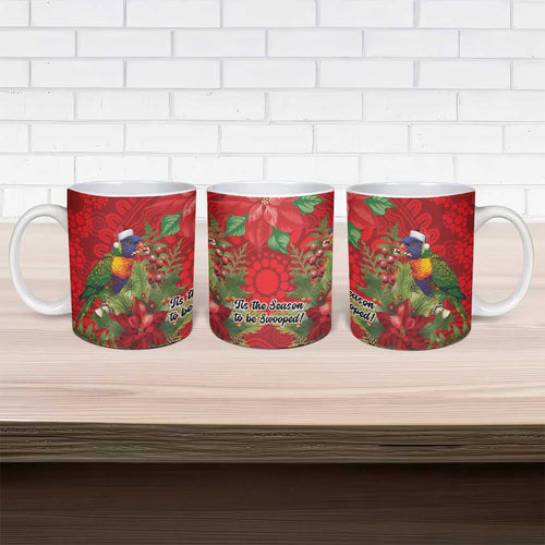 Aussie Rainbow lorikeet Ceramic Mug Aboriginal Inspired Christmas - Aussie Hoodie