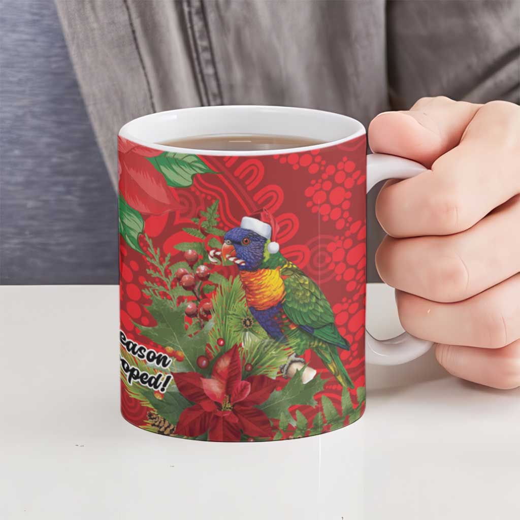 Aussie Rainbow lorikeet Ceramic Mug Aboriginal Inspired Christmas - Aussie Hoodie