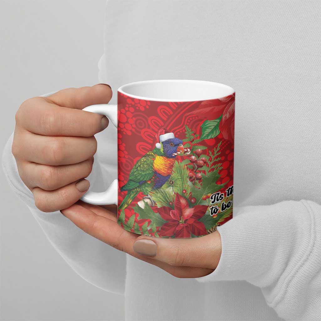 Aussie Rainbow lorikeet Ceramic Mug Aboriginal Inspired Christmas - Aussie Hoodie