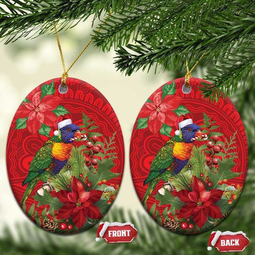 Aussie Rainbow lorikeet Ceramic Ornament Aboriginal Inspired Christmas - Aussie Hoodie