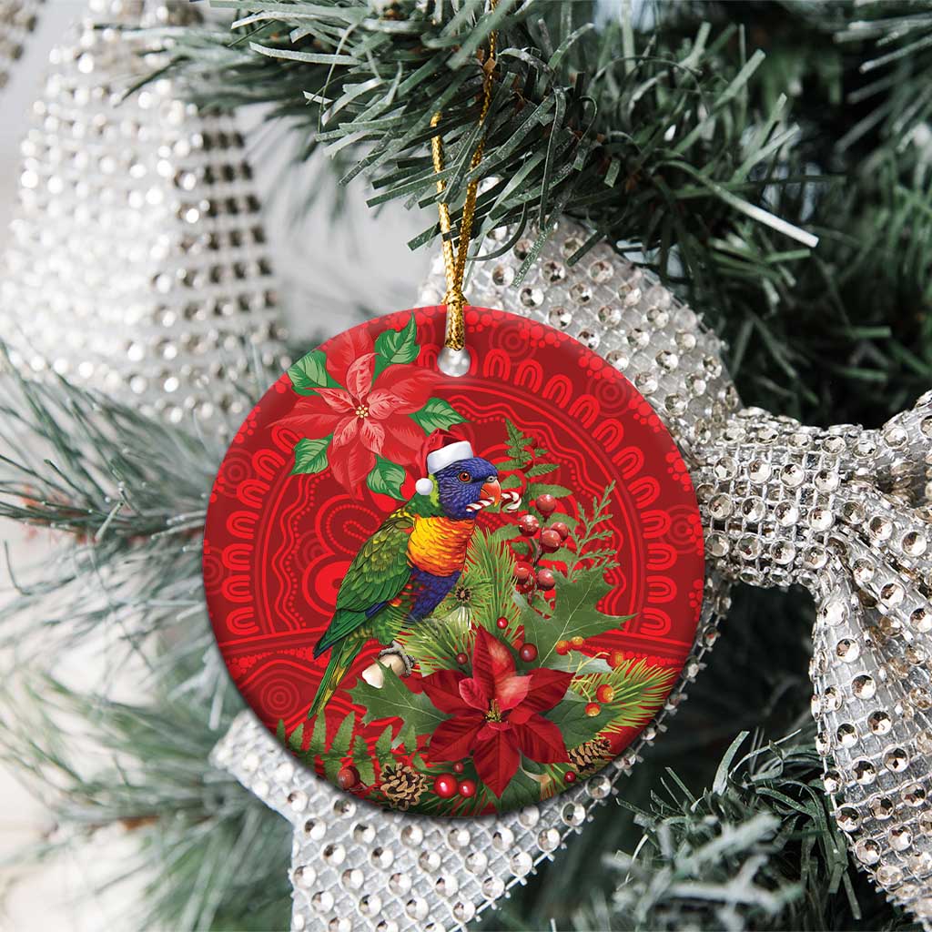 Aussie Rainbow lorikeet Ceramic Ornament Aboriginal Inspired Christmas - Aussie Hoodie