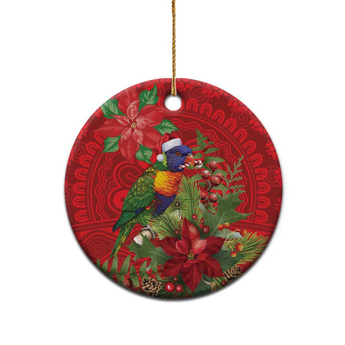 Aussie Rainbow lorikeet Ceramic Ornament Aboriginal Inspired Christmas - Aussie Hoodie