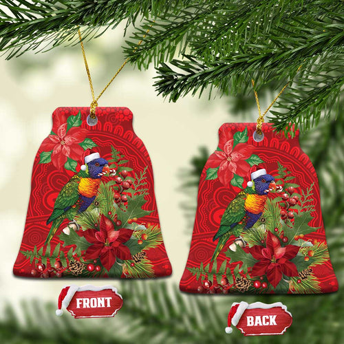 Aussie Rainbow lorikeet Ceramic Ornament Aboriginal Inspired Christmas - Aussie Hoodie