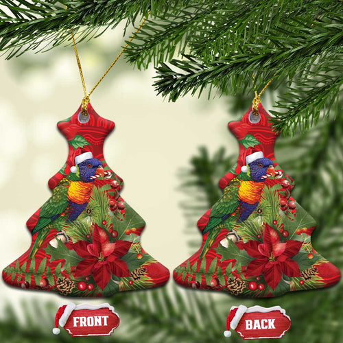 Aussie Rainbow lorikeet Ceramic Ornament Aboriginal Inspired Christmas - Aussie Hoodie