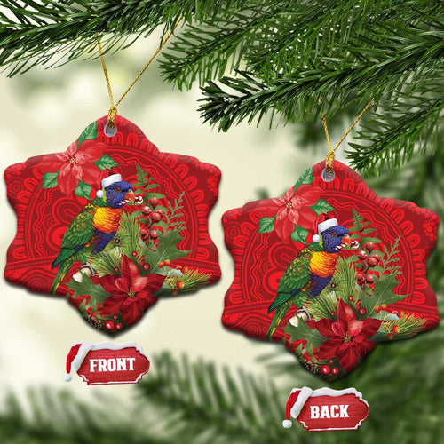 Aussie Rainbow lorikeet Ceramic Ornament Aboriginal Inspired Christmas - Aussie Hoodie