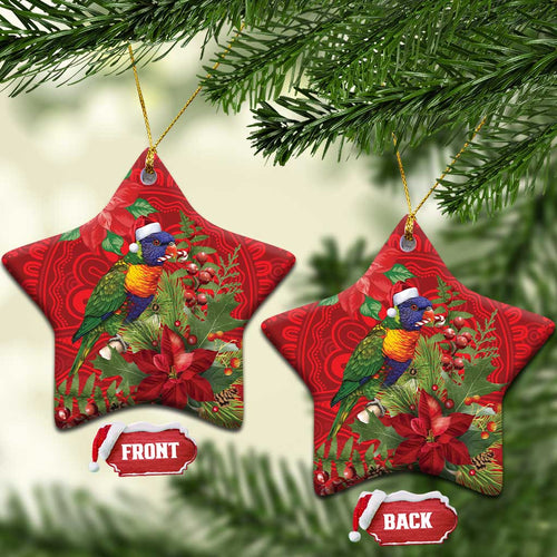 Aussie Rainbow lorikeet Ceramic Ornament Aboriginal Inspired Christmas - Aussie Hoodie