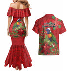 Aussie Rainbow lorikeet Couples Matching Mermaid Dress and Hawaiian Shirt Aboriginal Inspired Christmas - Aussie Hoodie