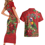 Aussie Rainbow lorikeet Couples Matching Short Sleeve Bodycon Dress and Hawaiian Shirt Aboriginal Inspired Christmas - Aussie Hoodie