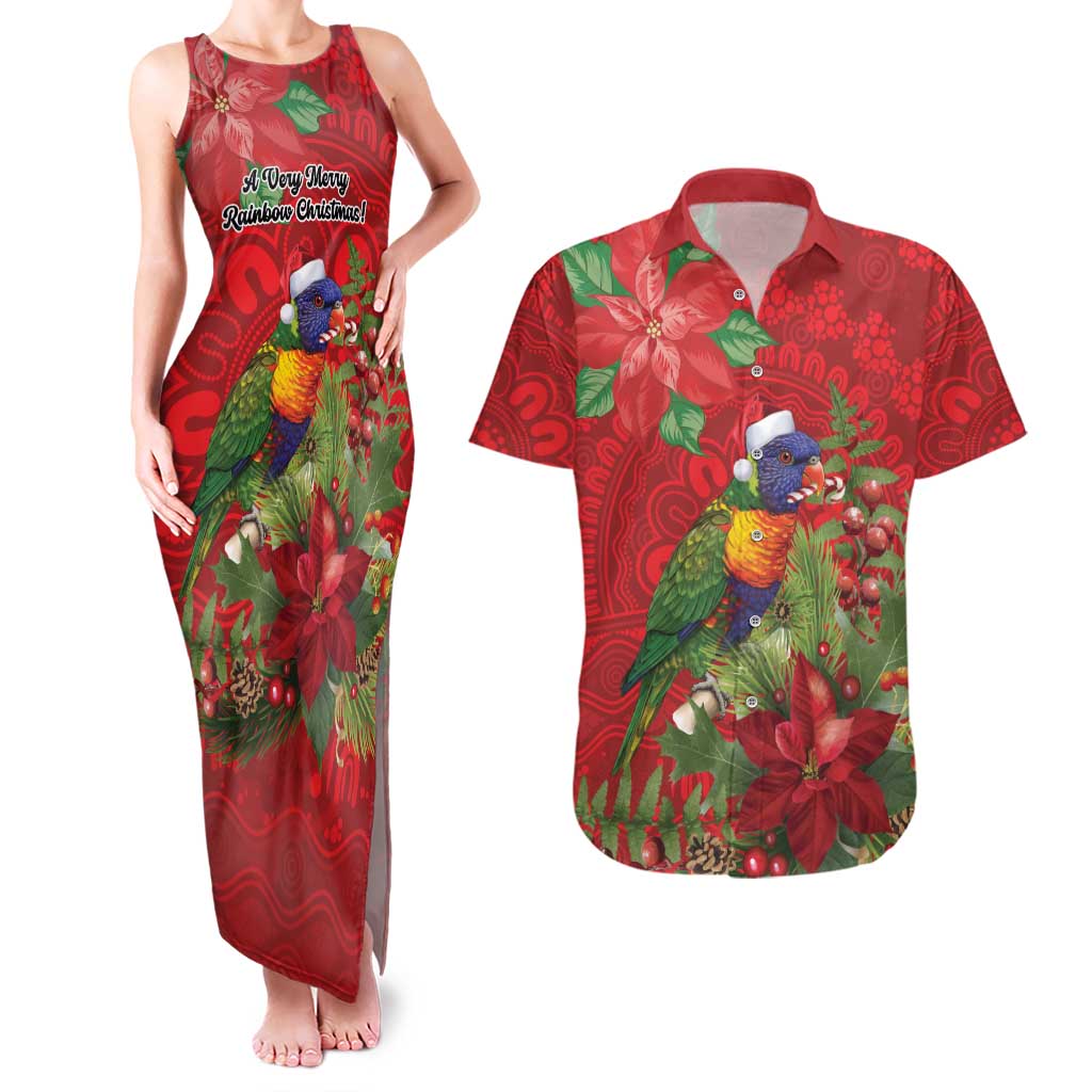 Aussie Rainbow lorikeet Couples Matching Tank Maxi Dress and Hawaiian Shirt Aboriginal Inspired Christmas - Aussie Hoodie