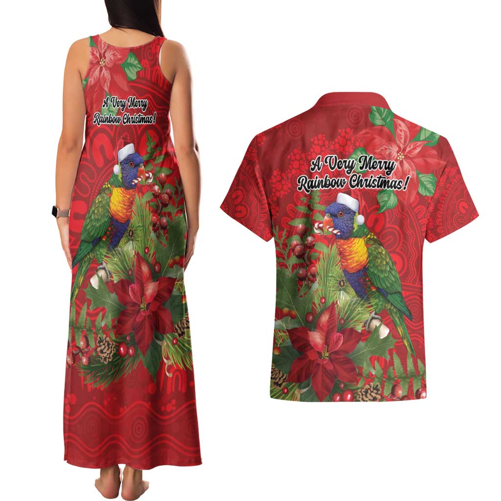 Aussie Rainbow lorikeet Couples Matching Tank Maxi Dress and Hawaiian Shirt Aboriginal Inspired Christmas - Aussie Hoodie